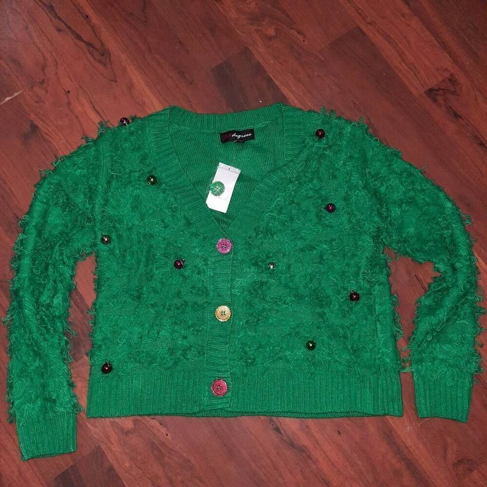 Christmas Button Up Crop Cardigan New With Tags Size Small